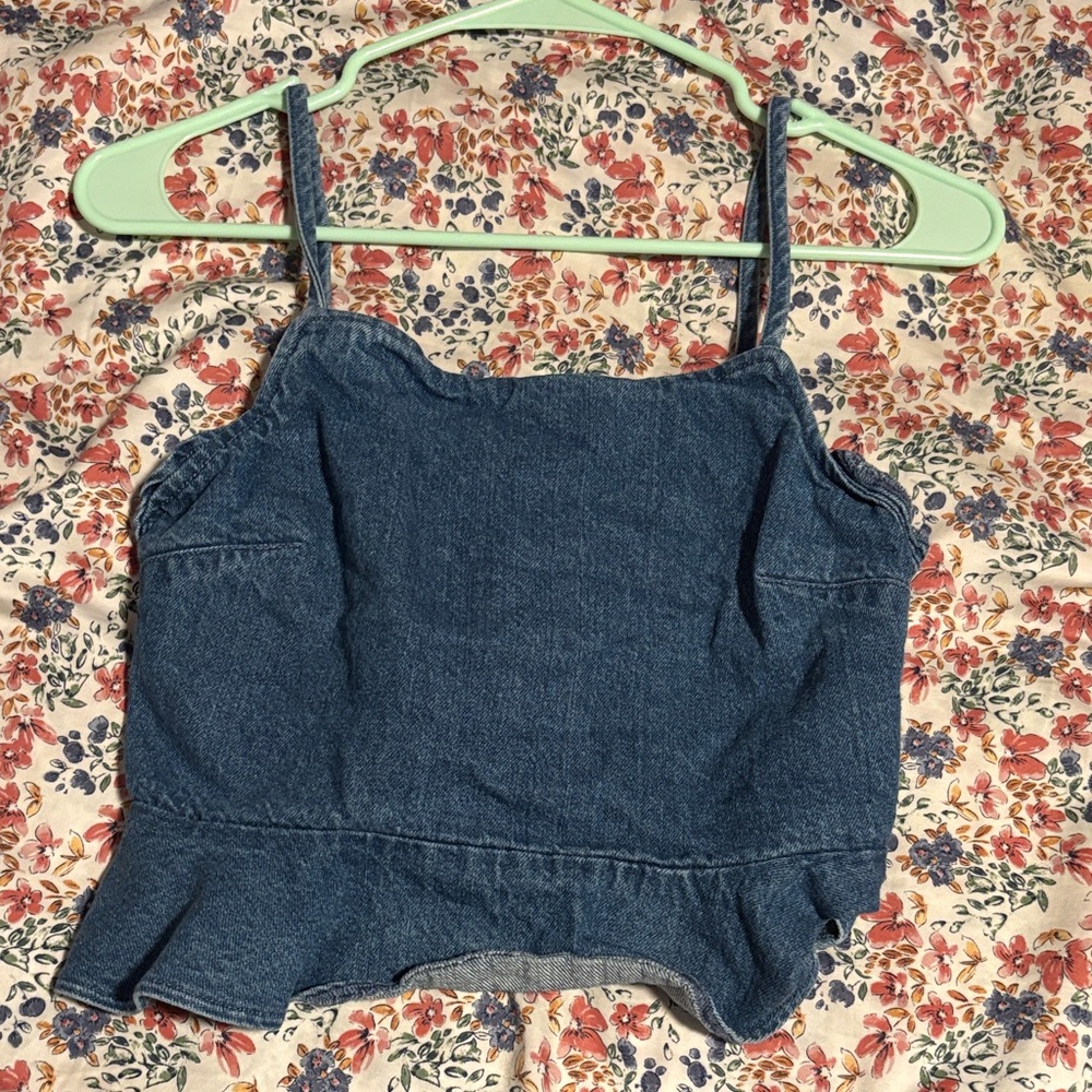 American Eagle Outfitters Blue Denim Crop Top